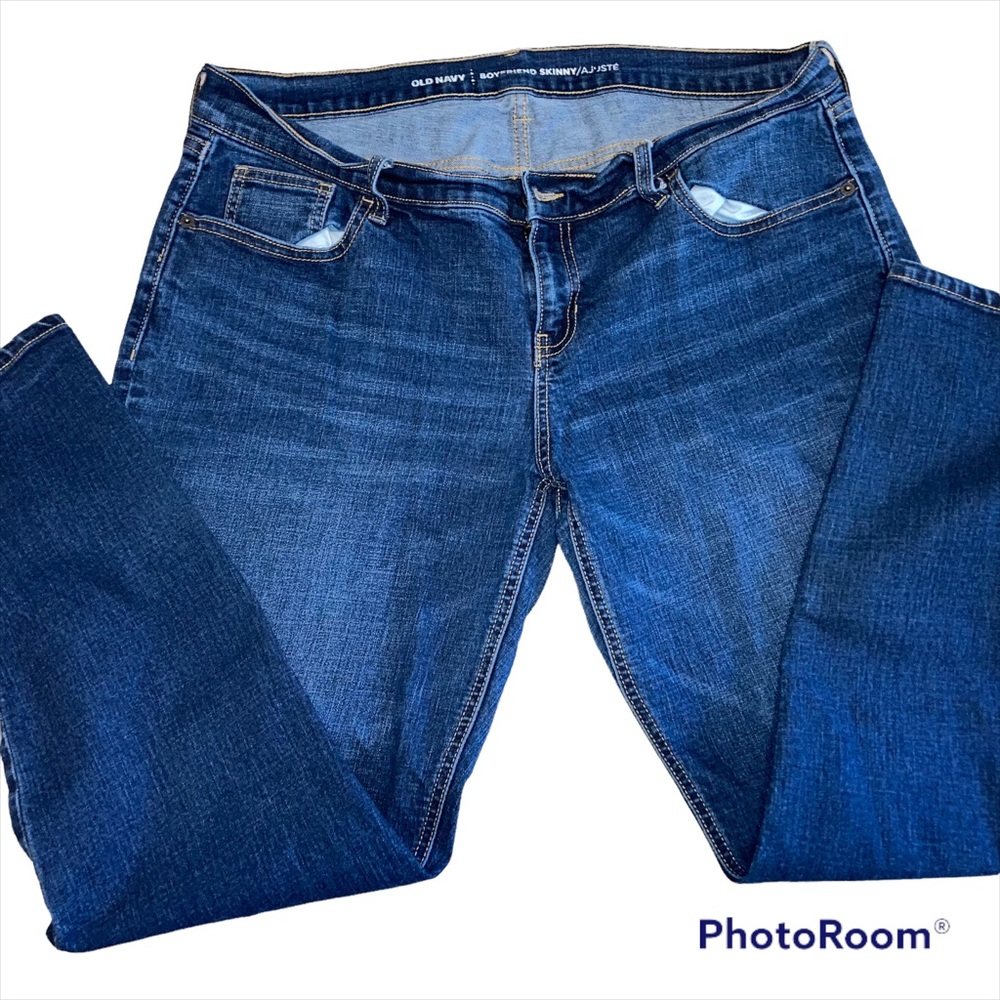 Old Navy Boyfriend Skinny Fly Zip Navy Blue Jeans Size 14 Regular